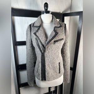 Rag & Bone BOUCLE Alpaca/Wool/Leather Trim Moto Jacket, Size Small, Awesome, A++